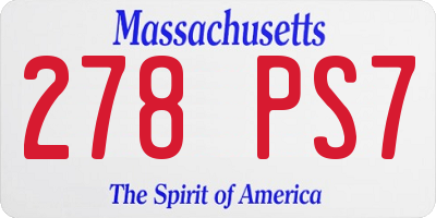 MA license plate 278PS7