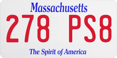 MA license plate 278PS8