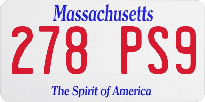 MA license plate 278PS9