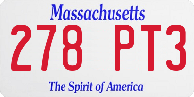 MA license plate 278PT3