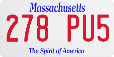 MA license plate 278PU5
