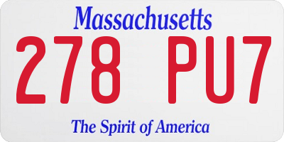 MA license plate 278PU7