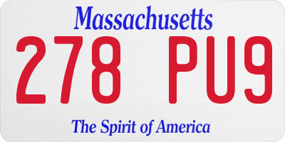 MA license plate 278PU9