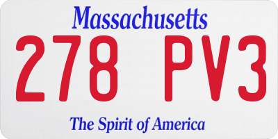 MA license plate 278PV3