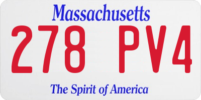 MA license plate 278PV4