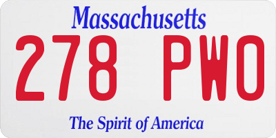 MA license plate 278PW0