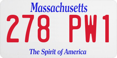 MA license plate 278PW1