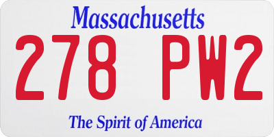 MA license plate 278PW2