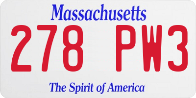 MA license plate 278PW3