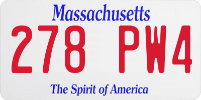 MA license plate 278PW4