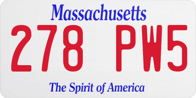 MA license plate 278PW5