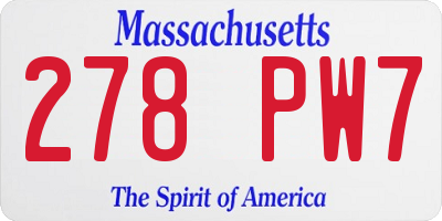 MA license plate 278PW7