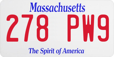 MA license plate 278PW9