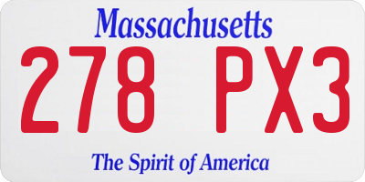 MA license plate 278PX3