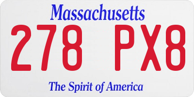 MA license plate 278PX8
