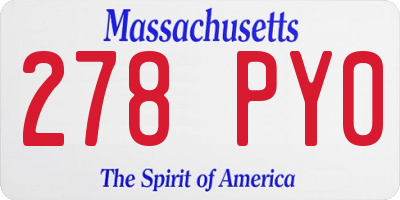 MA license plate 278PY0