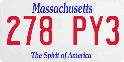 MA license plate 278PY3