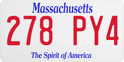MA license plate 278PY4
