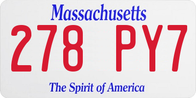 MA license plate 278PY7