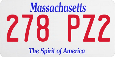MA license plate 278PZ2