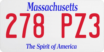 MA license plate 278PZ3