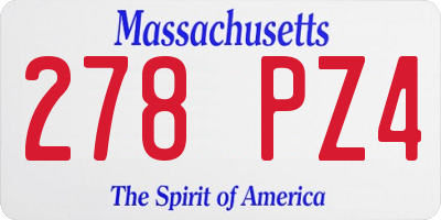 MA license plate 278PZ4