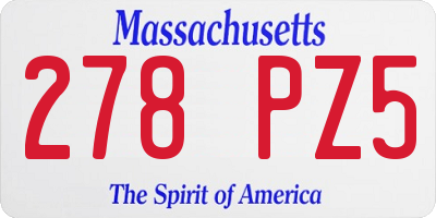 MA license plate 278PZ5
