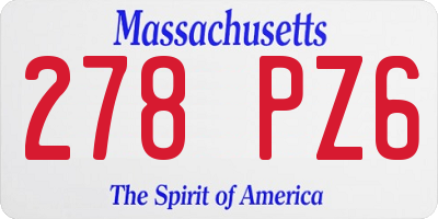 MA license plate 278PZ6