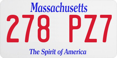 MA license plate 278PZ7