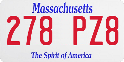 MA license plate 278PZ8