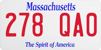MA license plate 278QA0