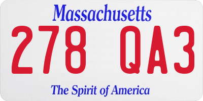 MA license plate 278QA3
