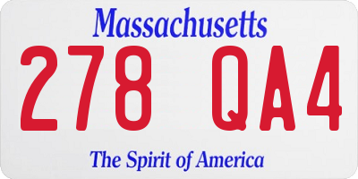 MA license plate 278QA4
