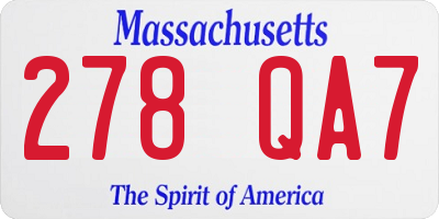 MA license plate 278QA7