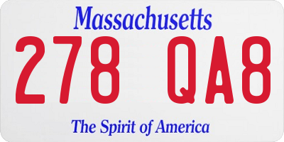 MA license plate 278QA8