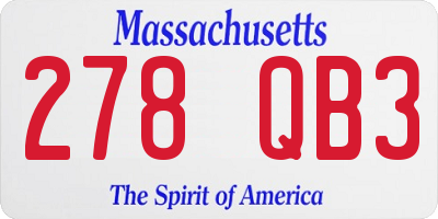 MA license plate 278QB3