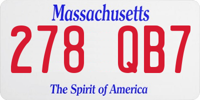 MA license plate 278QB7