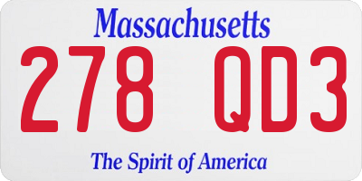 MA license plate 278QD3