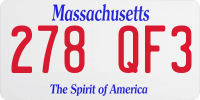 MA license plate 278QF3