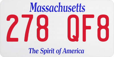 MA license plate 278QF8