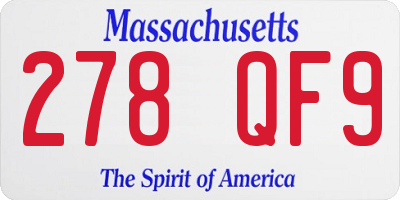 MA license plate 278QF9