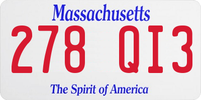 MA license plate 278QI3