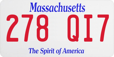 MA license plate 278QI7