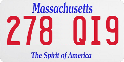 MA license plate 278QI9