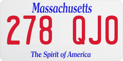 MA license plate 278QJ0