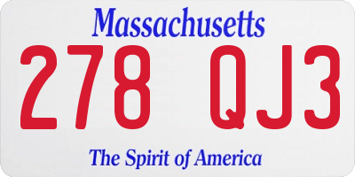 MA license plate 278QJ3