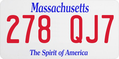 MA license plate 278QJ7