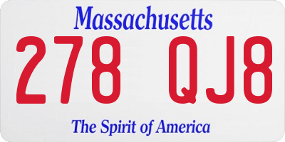 MA license plate 278QJ8
