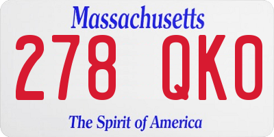 MA license plate 278QK0
