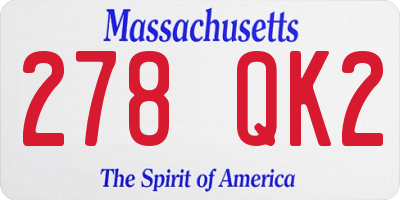 MA license plate 278QK2